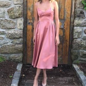 Silky midi pink dress